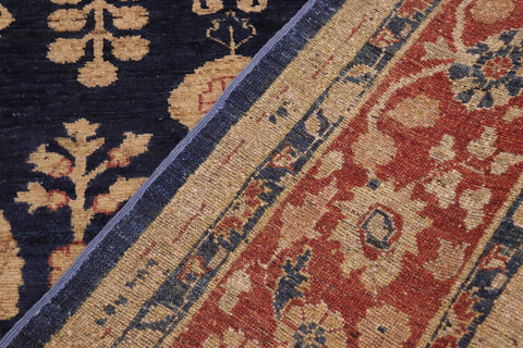 handmade Transitional Kafkaz Blue Red Hand Knotted RECTANGLE 100% WOOL area rug 9' x 12'