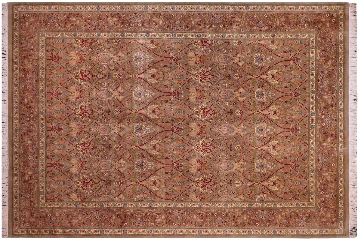 handmade Transitional Mujahid Lt. Green Red Hand Knotted RECTANGLE 100% WOOL area rug 9x12
