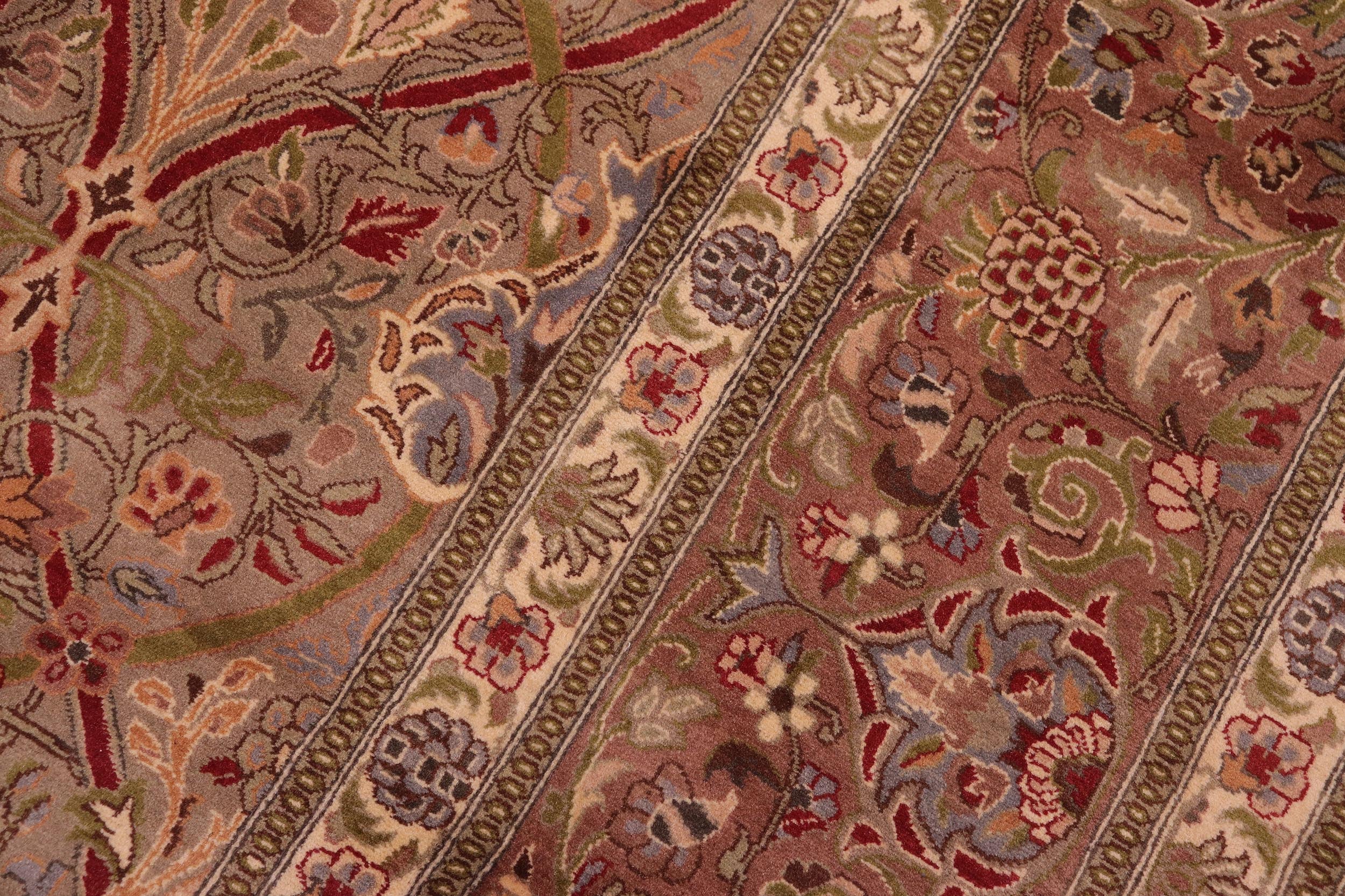 handmade Transitional Mujahid Lt. Green Red Hand Knotted RECTANGLE 100% WOOL area rug 9x12