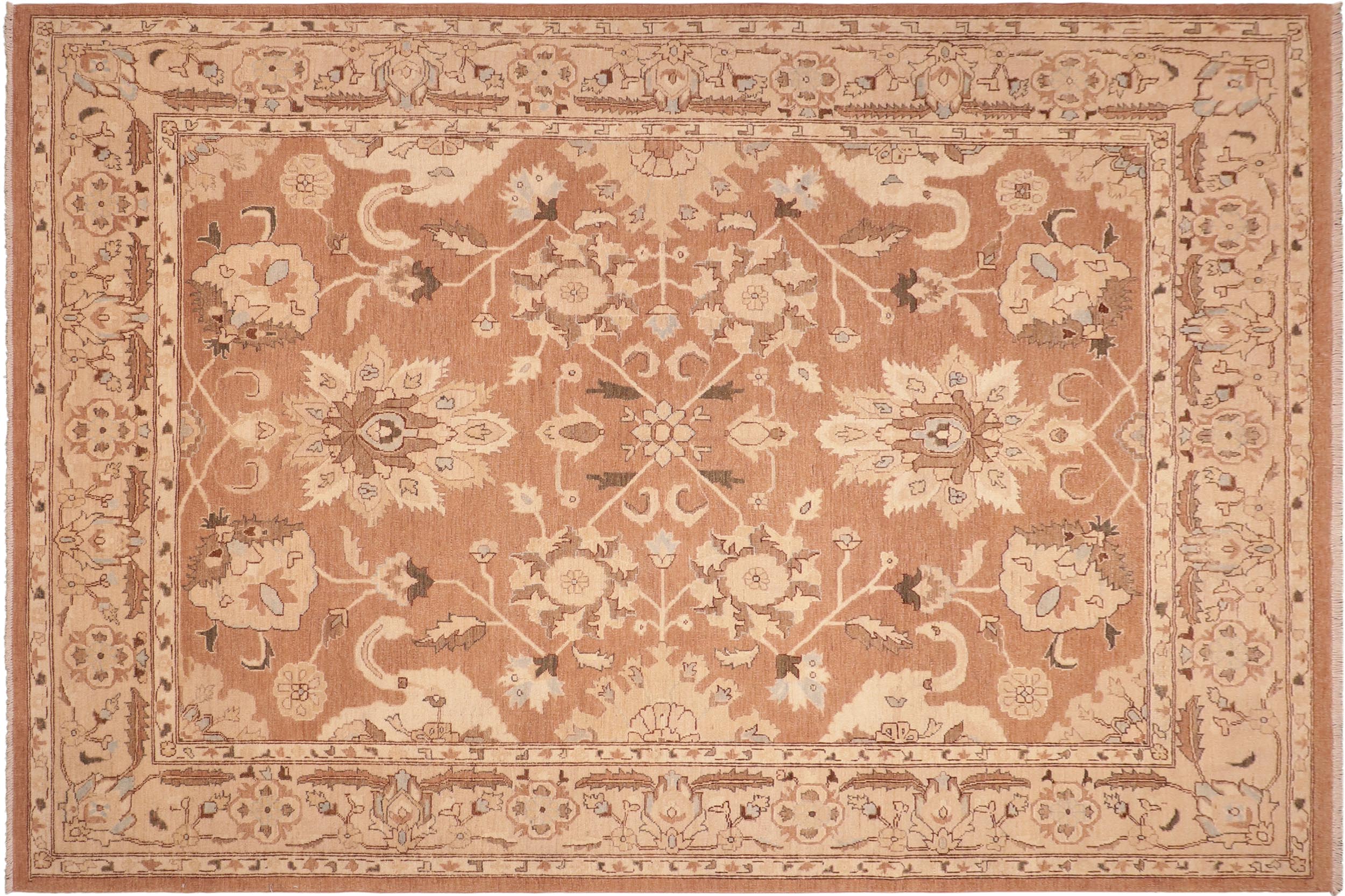 handmade Traditional Kafkaz Brown Tan Hand Knotted RECTANGLE 100% WOOL area rug 8x10