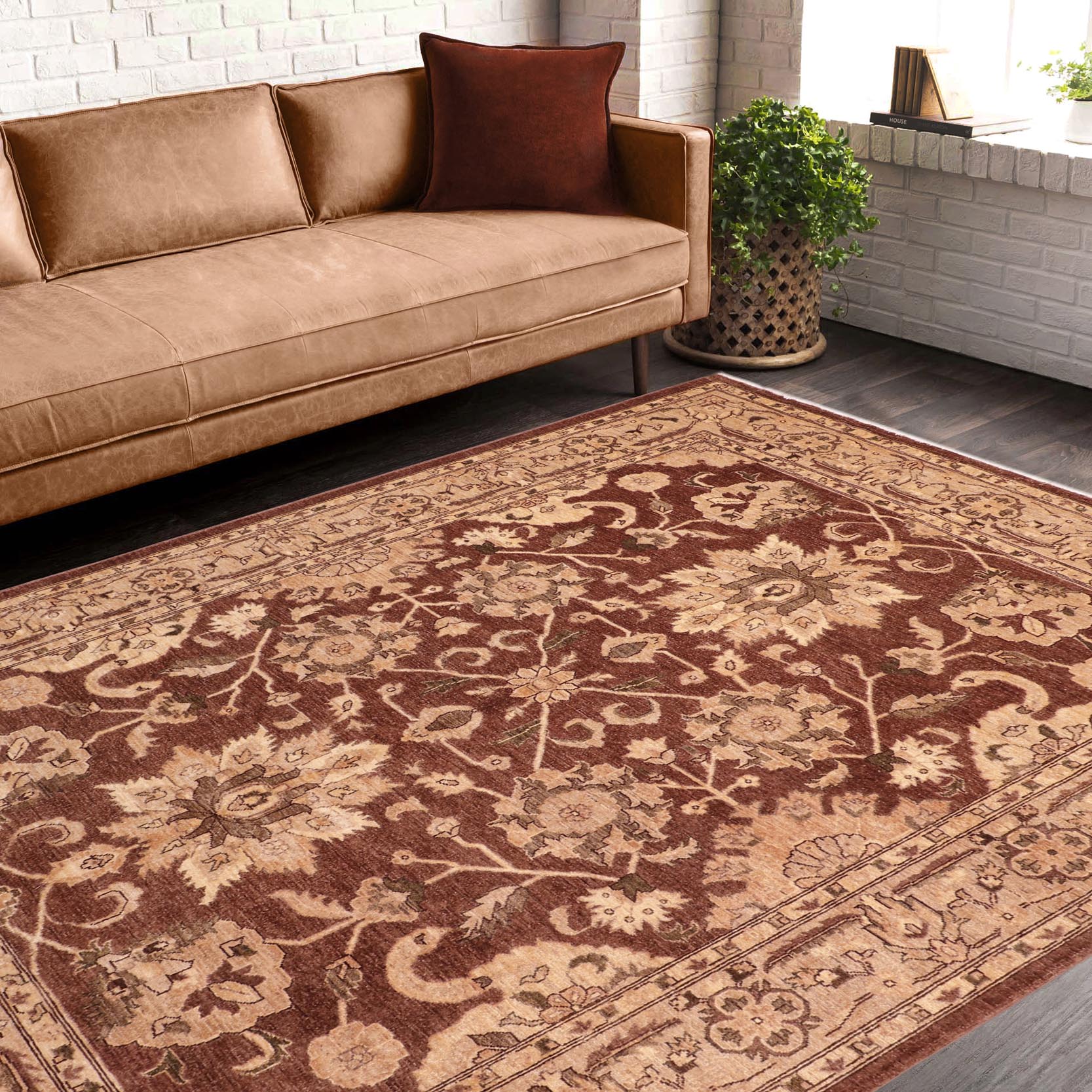 handmade Traditional Kafkaz Brown Tan Hand Knotted RECTANGLE 100% WOOL area rug 8x10