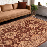 handmade Traditional Kafkaz Brown Tan Hand Knotted RECTANGLE 100% WOOL area rug 8 x 10