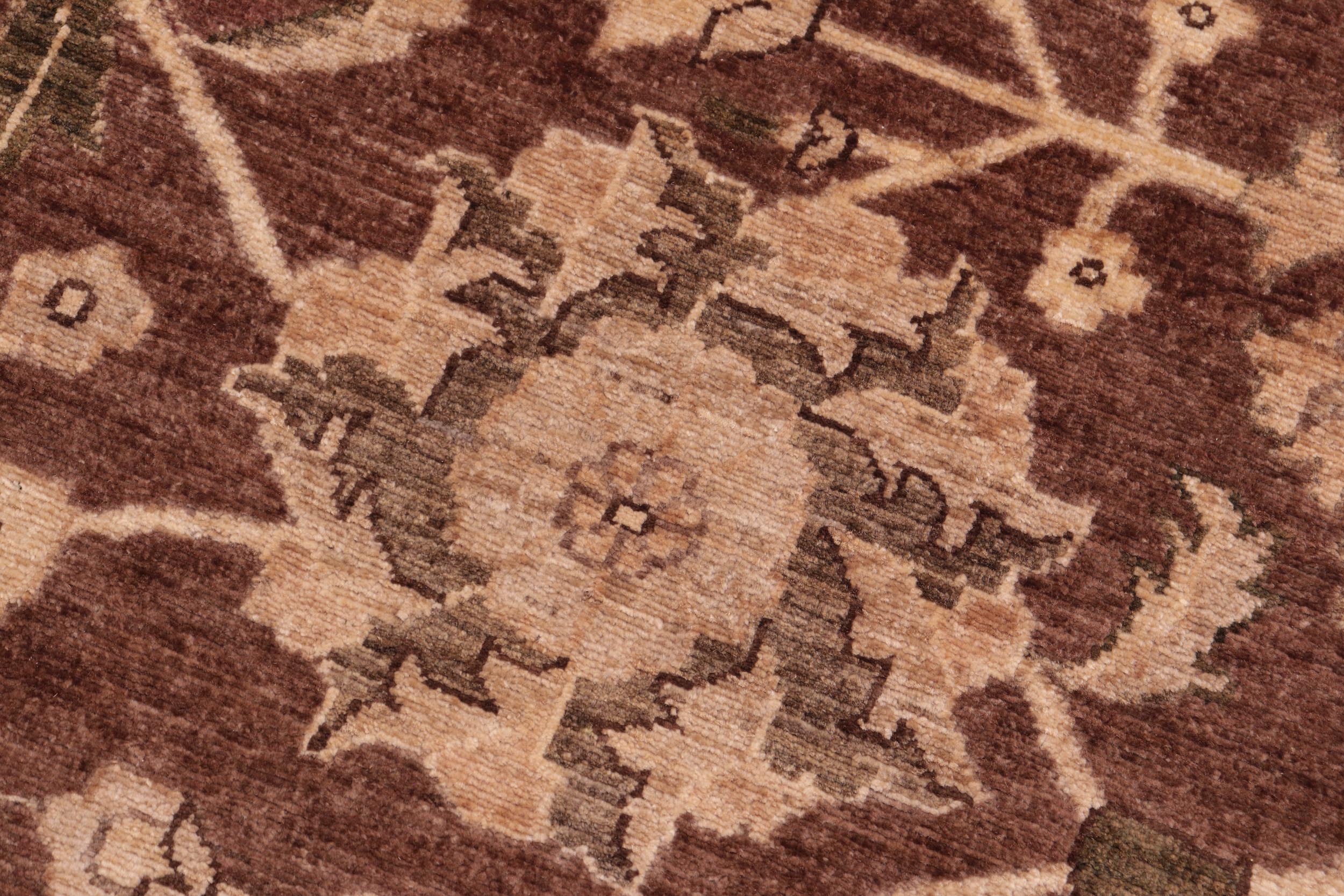 handmade Traditional Kafkaz Brown Tan Hand Knotted RECTANGLE 100% WOOL area rug 8x10