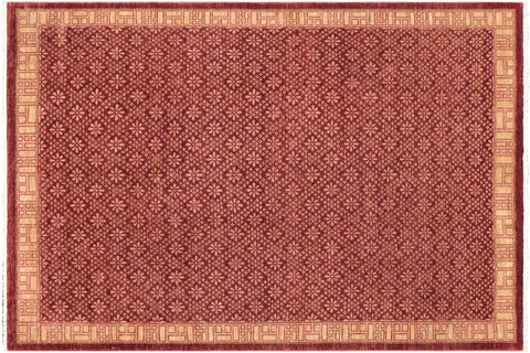 handmade Transitional Kafkaz Red Lt. Gold Hand Knotted RECTANGLE 100% WOOL area rug 9' x 12'
