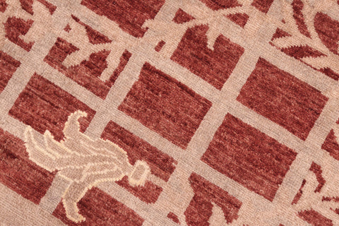 handmade Modern Kafkaz Red Lt. Tan Hand Knotted RECTANGLE 100% WOOL area rug 8' x 10'