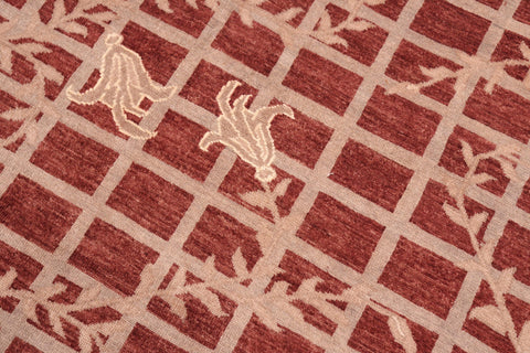 handmade Modern Kafkaz Red Lt. Tan Hand Knotted RECTANGLE 100% WOOL area rug 8' x 10'
