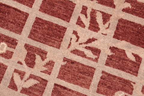 handmade Modern Kafkaz Red Lt. Tan Hand Knotted RECTANGLE 100% WOOL area rug 8' x 10'