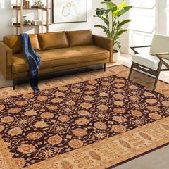 handmade Traditional Kafkaz Purple Lt. Tan Hand Knotted RECTANGLE 100% WOOL area rug 9X12