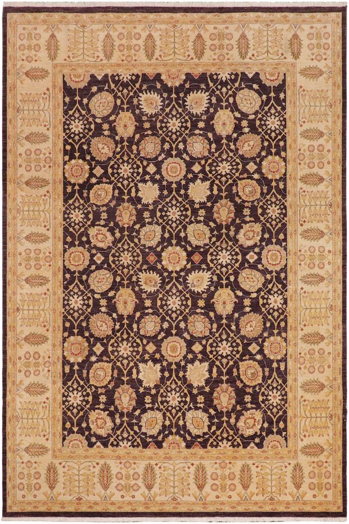 handmade Traditional Kafkaz Purple Lt. Tan Hand Knotted RECTANGLE 100% WOOL area rug 9X12