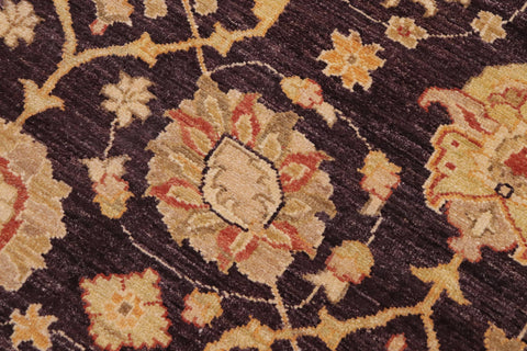 handmade Transitional Kafkaz Purple Lt. Tan Hand Knotted RECTANGLE 100% WOOL area rug 9' x 12'