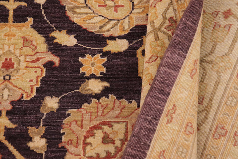 handmade Transitional Kafkaz Purple Lt. Tan Hand Knotted RECTANGLE 100% WOOL area rug 9' x 12'