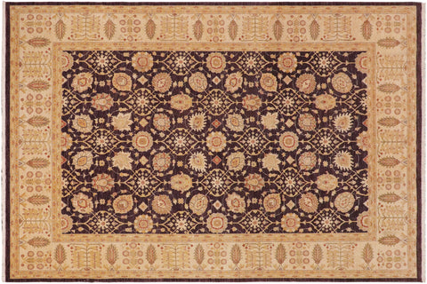 handmade Transitional Kafkaz Purple Lt. Tan Hand Knotted RECTANGLE 100% WOOL area rug 9' x 12'