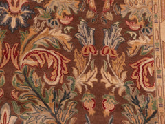 handmade Traditional Imran Brown Gold Hand Knotted RECTANGLE 100% WOOL area rug 8x11