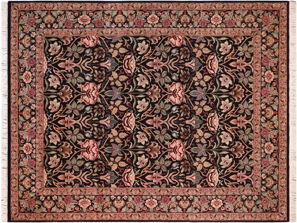 handmade Traditional Lily Black Brown Hand Knotted RECTANGLE 100% WOOL area rug 8x10