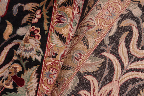 handmade Transitional Lily Black Brown Hand Knotted RECTANGLE 100% WOOL area rug 8x10