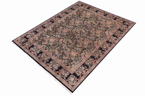 handmade Traditional Basarabian Black Black Hand Knotted RECTANGLE 100% WOOL area rug
