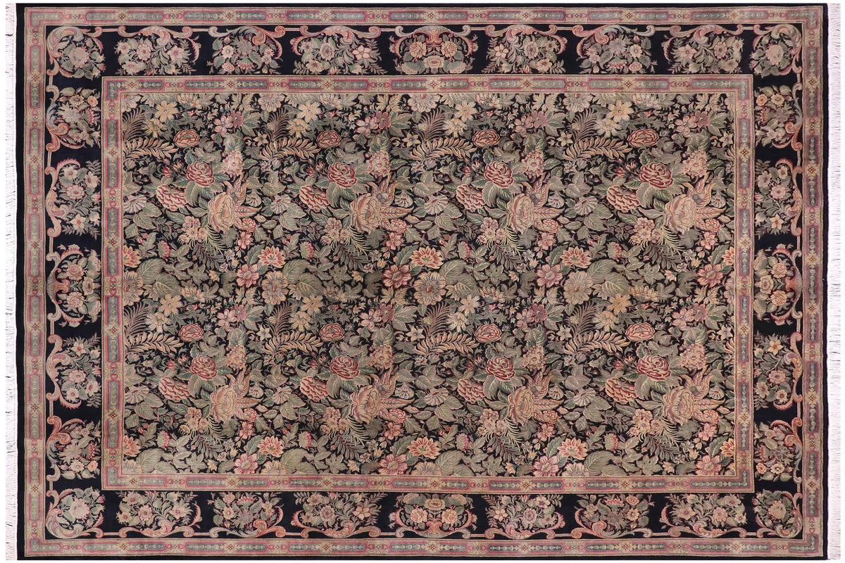 handmade Traditional Basarabian Black Black Hand Knotted RECTANGLE 100% WOOL area rug