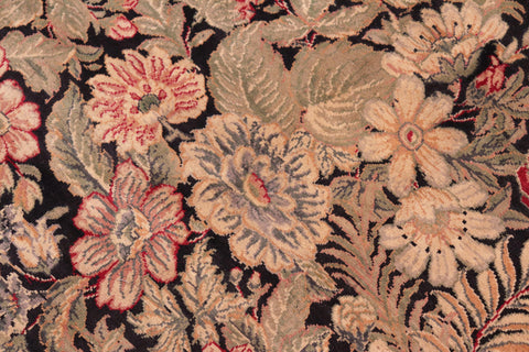 handmade Transitional Abusson Black Gray Hand Knotted RECTANGLE 100% WOOL area rug 8x11