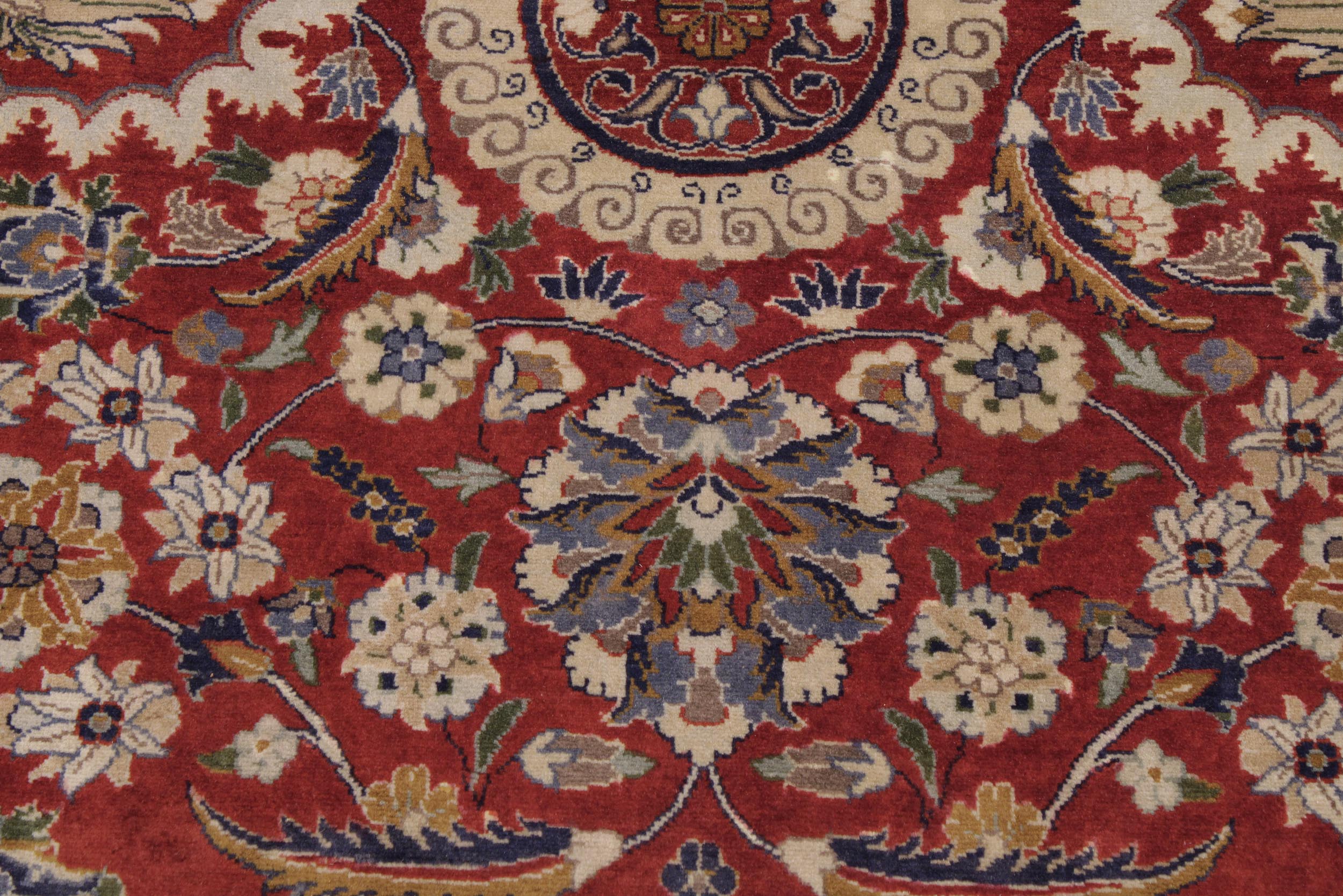 handmade Transitional Agra Tabriz Rust  Hand Knotted RECTANGLE 100% WOOL area rug 9x12