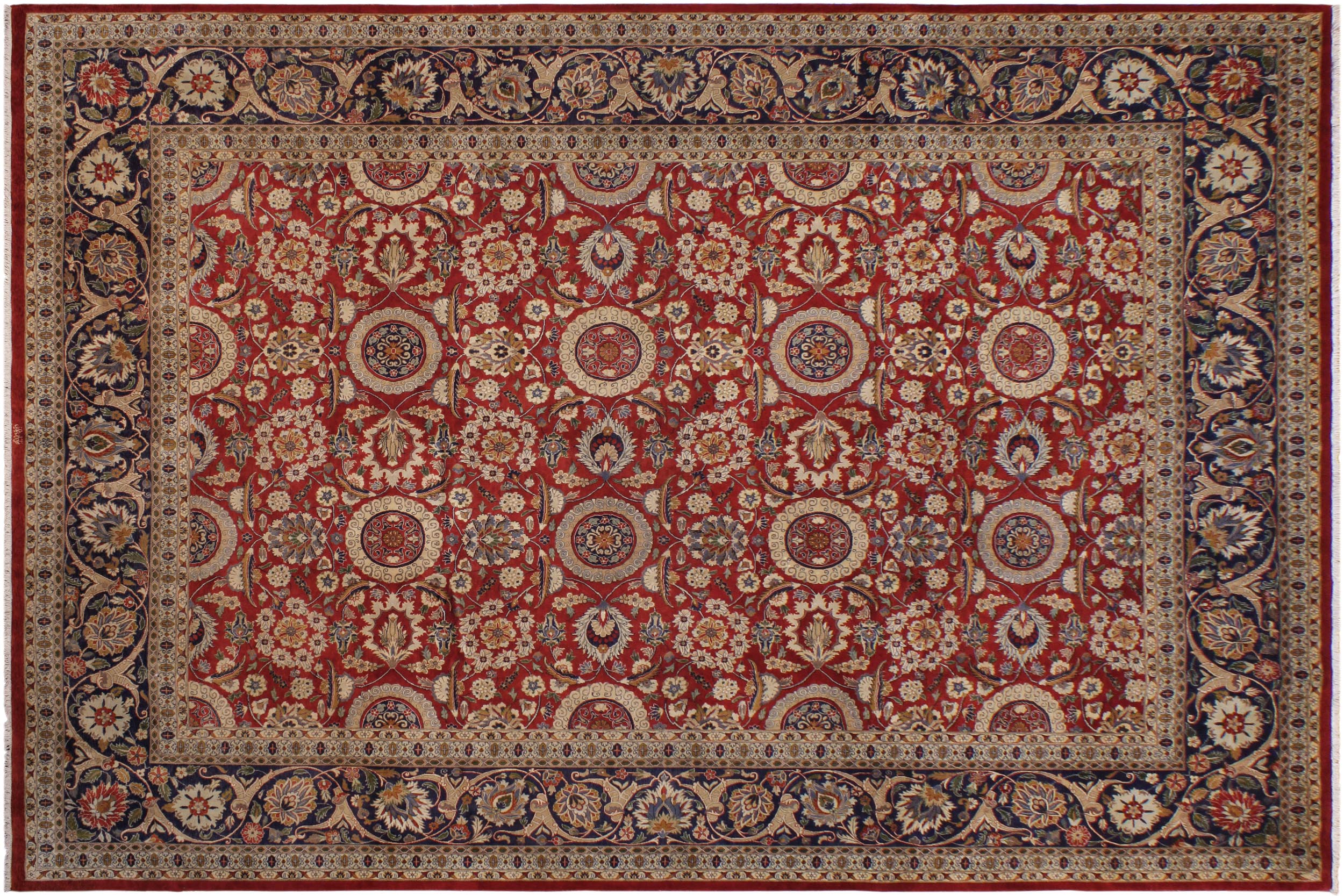 handmade Transitional Agra Tabriz Rust  Hand Knotted RECTANGLE 100% WOOL area rug 9x12