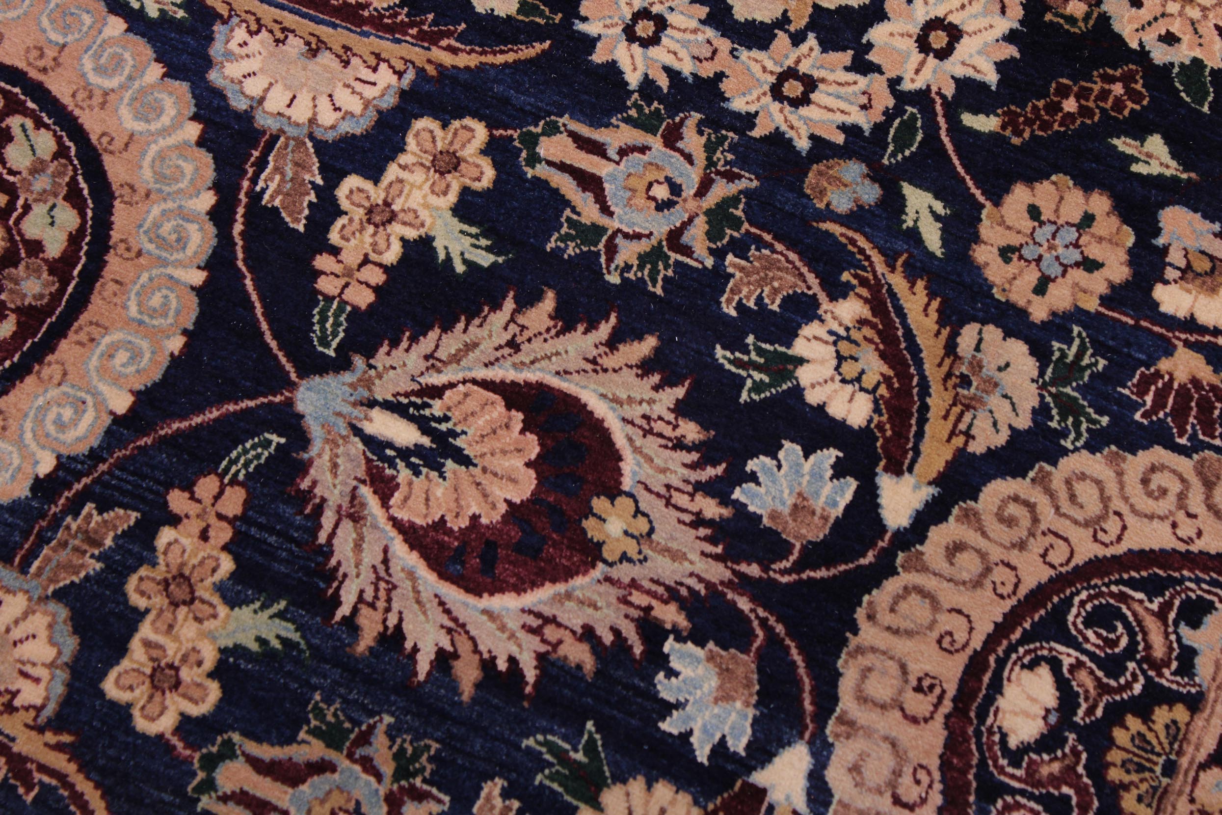 handmade Transitional Tabriz Blue Aubergine Hand Knotted RECTANGLE 100% WOOL area rug 9x12