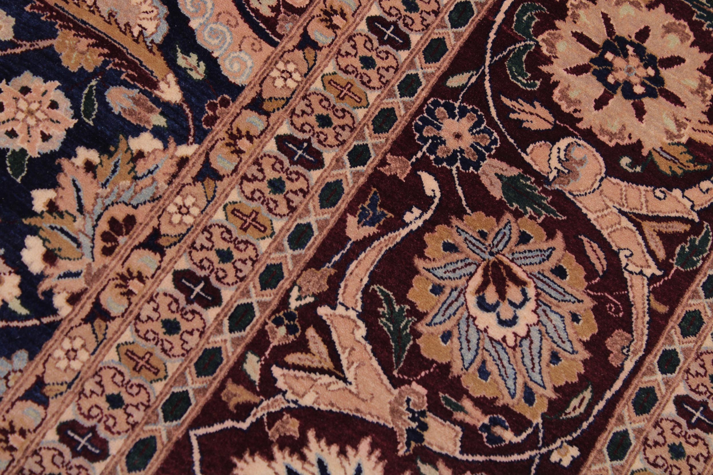 handmade Transitional Tabriz Blue Aubergine Hand Knotted RECTANGLE 100% WOOL area rug 9x12
