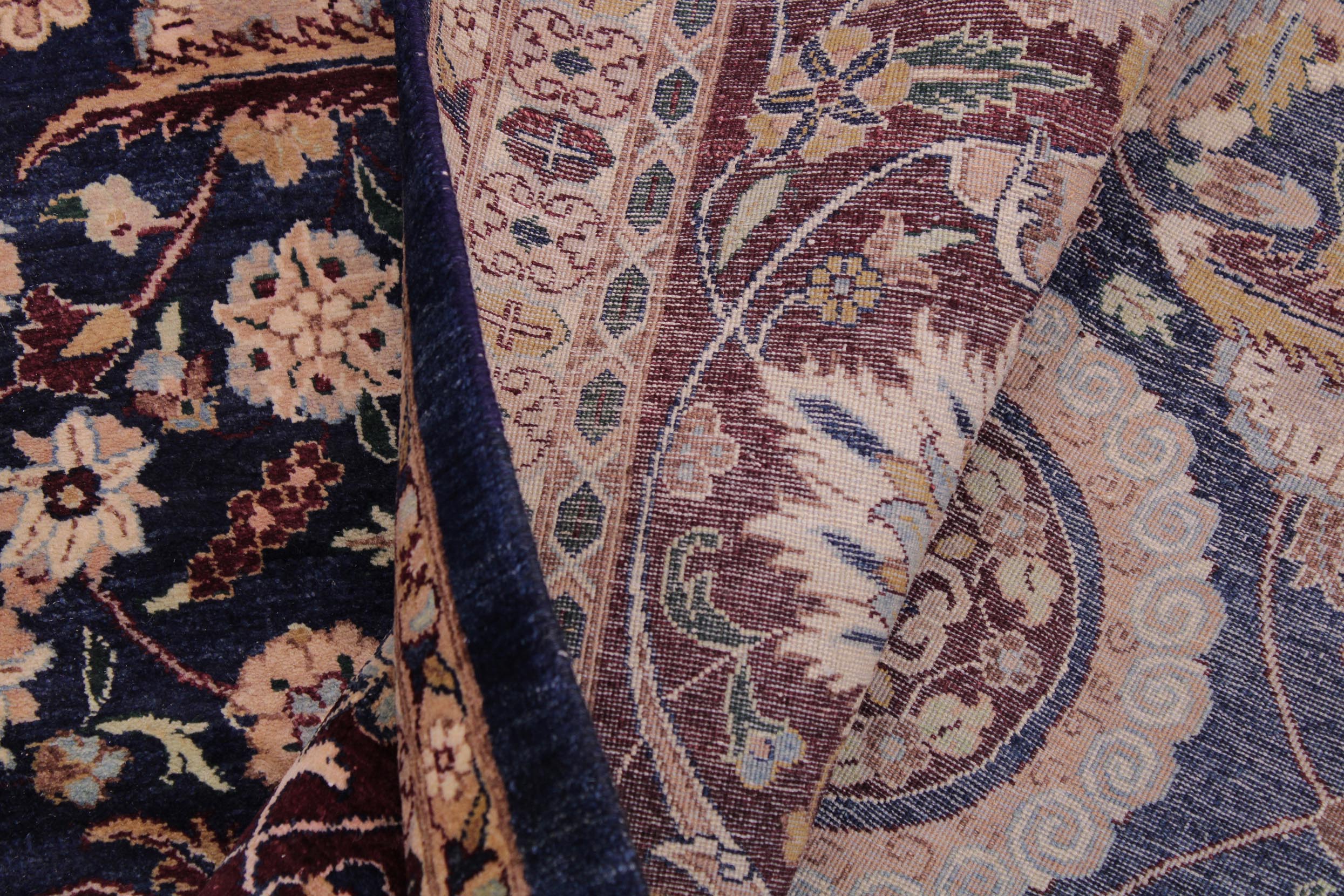 handmade Transitional Tabriz Blue Aubergine Hand Knotted RECTANGLE 100% WOOL area rug 9x12