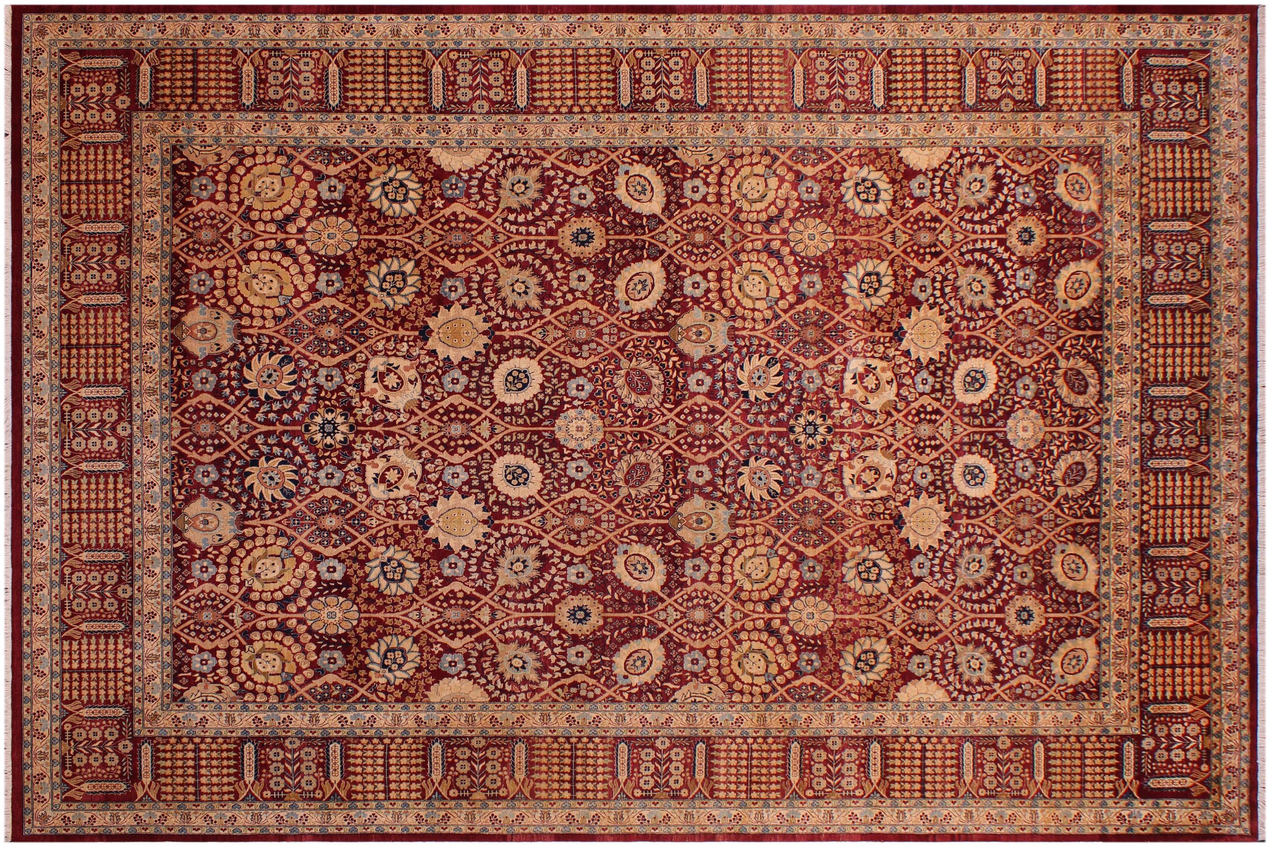 handmade Transitional Tabriz Drk. Red Drk. Red Hand Knotted RECTANGLE 100% WOOL area rug 9 x 13