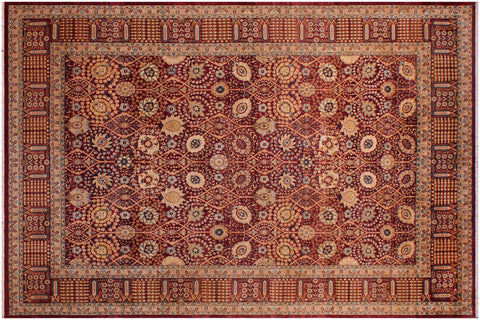 handmade Transitional Tabriz Drk. Red Drk. Red Hand Knotted RECTANGLE 100% WOOL area rug 9 x 13