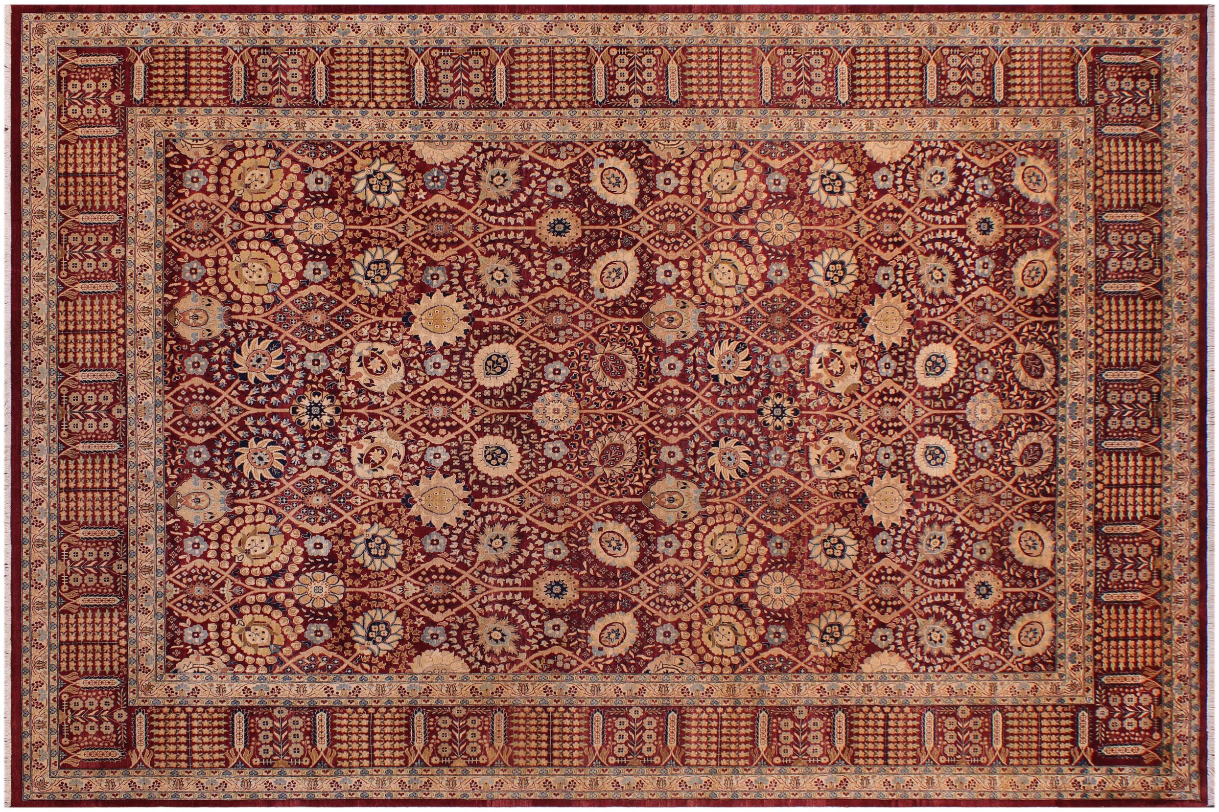 handmade Transitional Tabriz Drk. Red Drk. Red Hand Knotted RECTANGLE 100% WOOL area rug 9x13