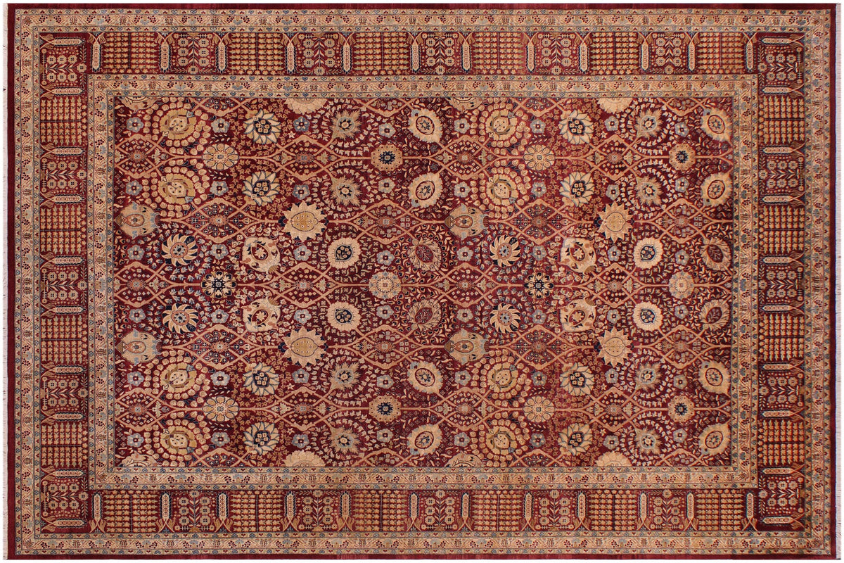 handmade Transitional Tabriz Drk. Red Drk. Red Hand Knotted RECTANGLE 100% WOOL area rug 9x13
