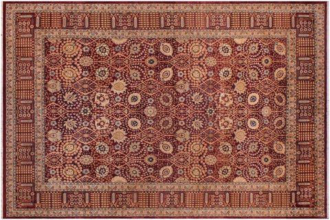 handmade Transitional Tabriz Drk. Red Drk. Red Hand Knotted RECTANGLE 100% WOOL area rug 9x13