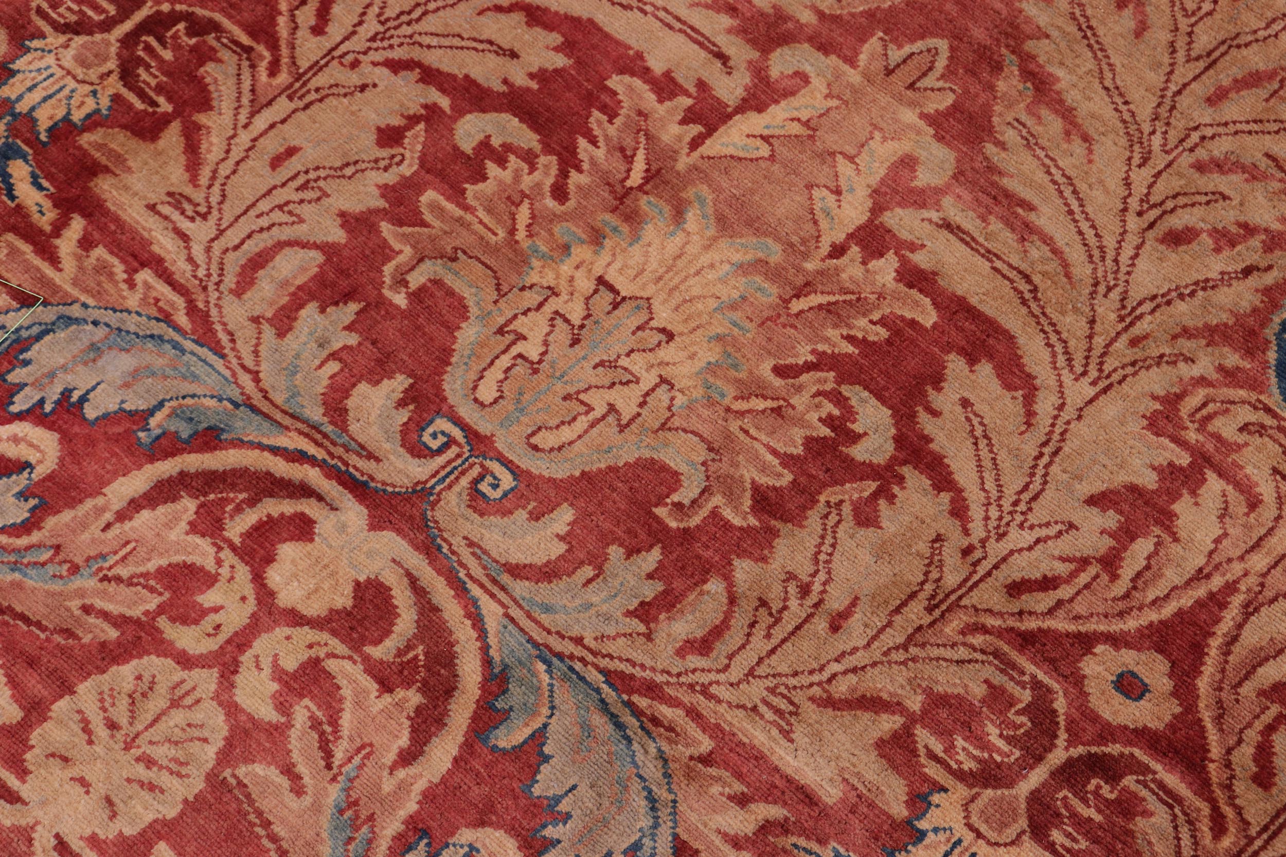 handmade Transitional Lahore Red Multi Hand Knotted RECTANGLE 100% WOOL area rug 10' x 13'