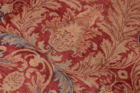 handmade Transitional Lahore Red Multi Hand Knotted RECTANGLE 100% WOOL area rug 10' x 13'