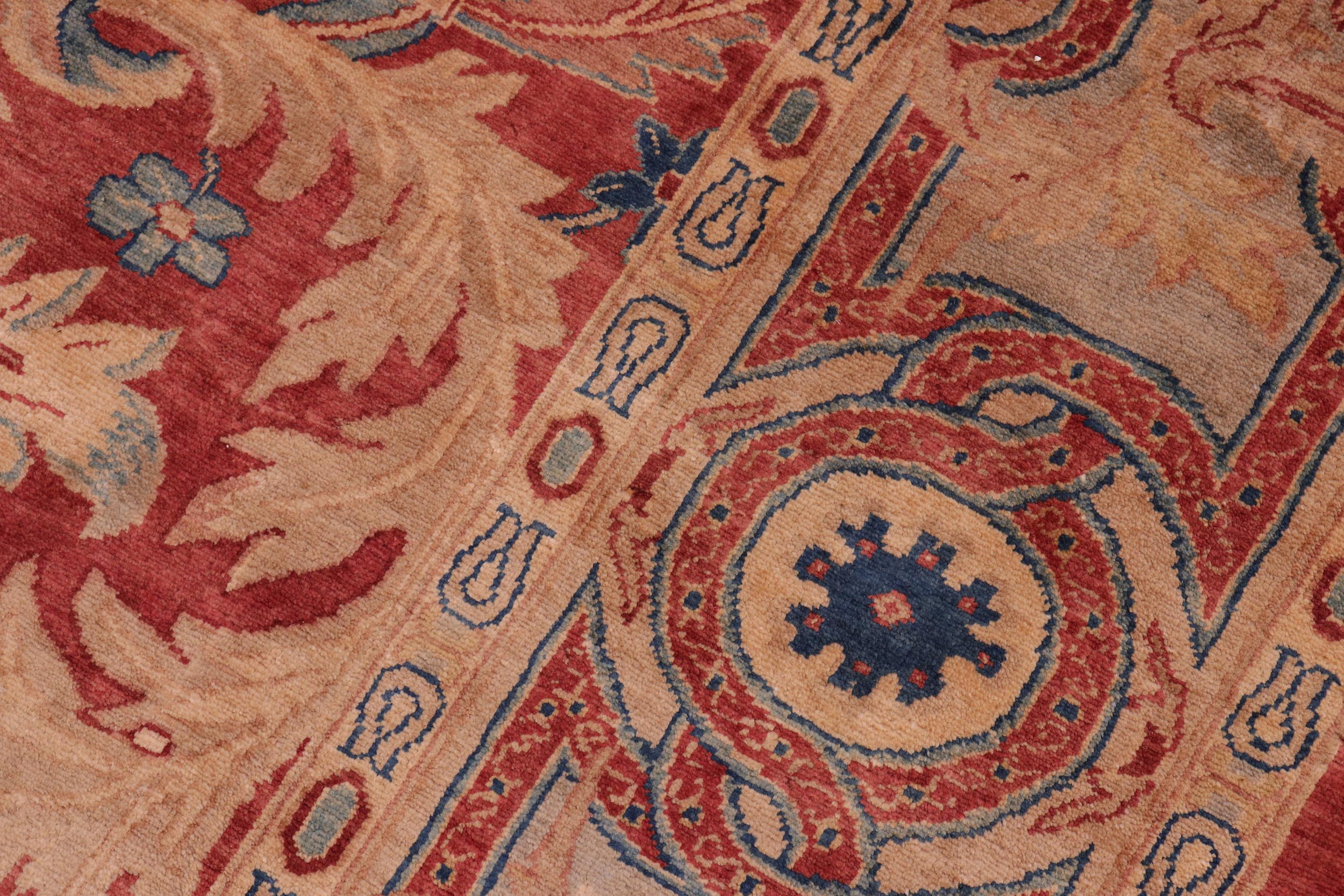 handmade Transitional Lahore Red Multi Hand Knotted RECTANGLE 100% WOOL area rug 10' x 13'