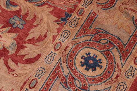 handmade Transitional Lahore Red Multi Hand Knotted RECTANGLE 100% WOOL area rug 10' x 13'