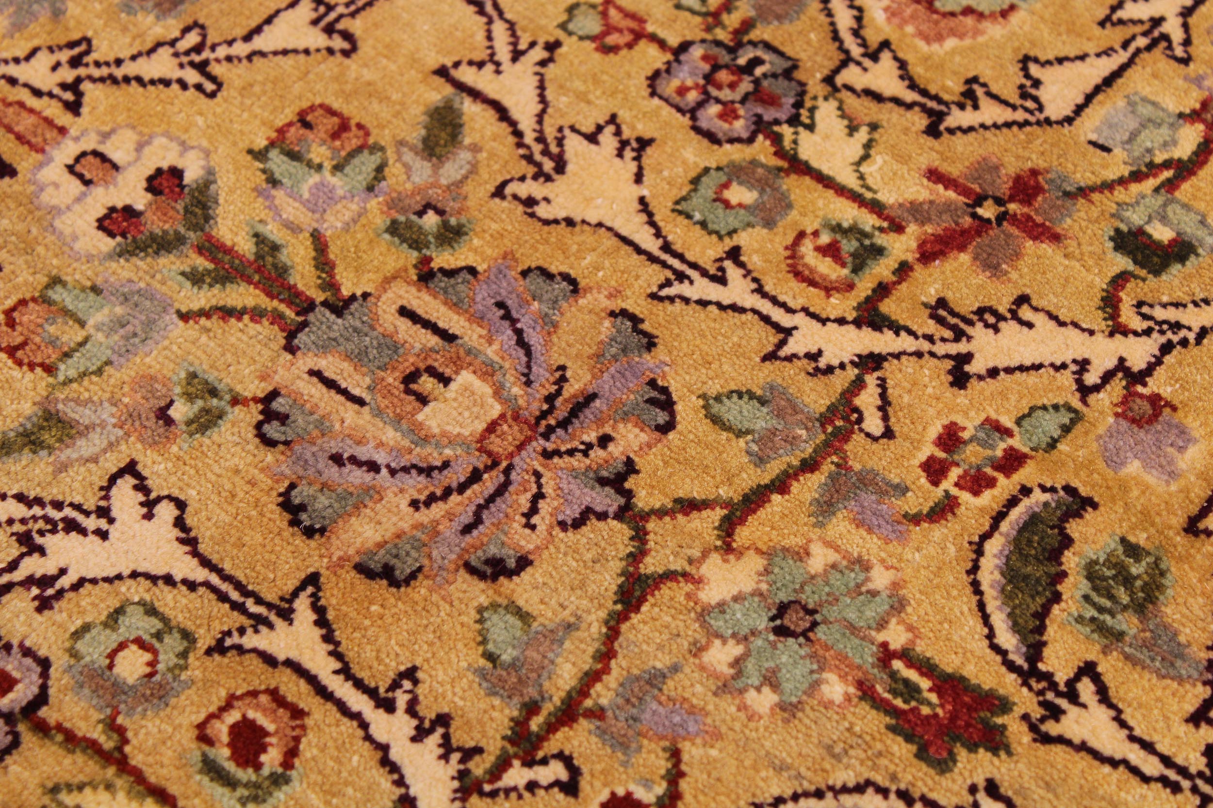 handmade Traditional Lahore Gold Drk. Red Hand Knotted RECTANGLE 100% WOOL area rug 9 x 12