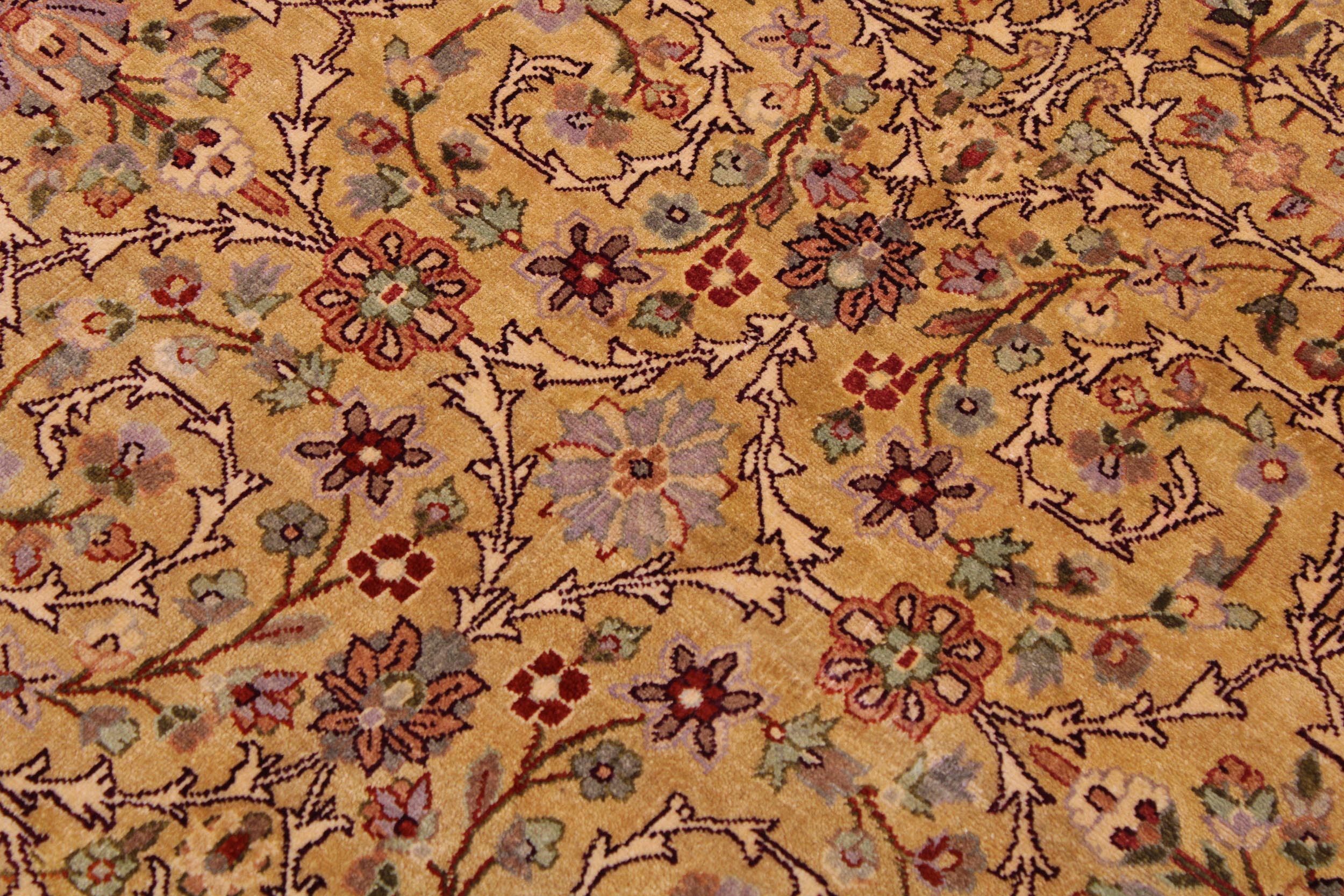 handmade Traditional Lahore Gold Drk. Red Hand Knotted RECTANGLE 100% WOOL area rug 9 x 12