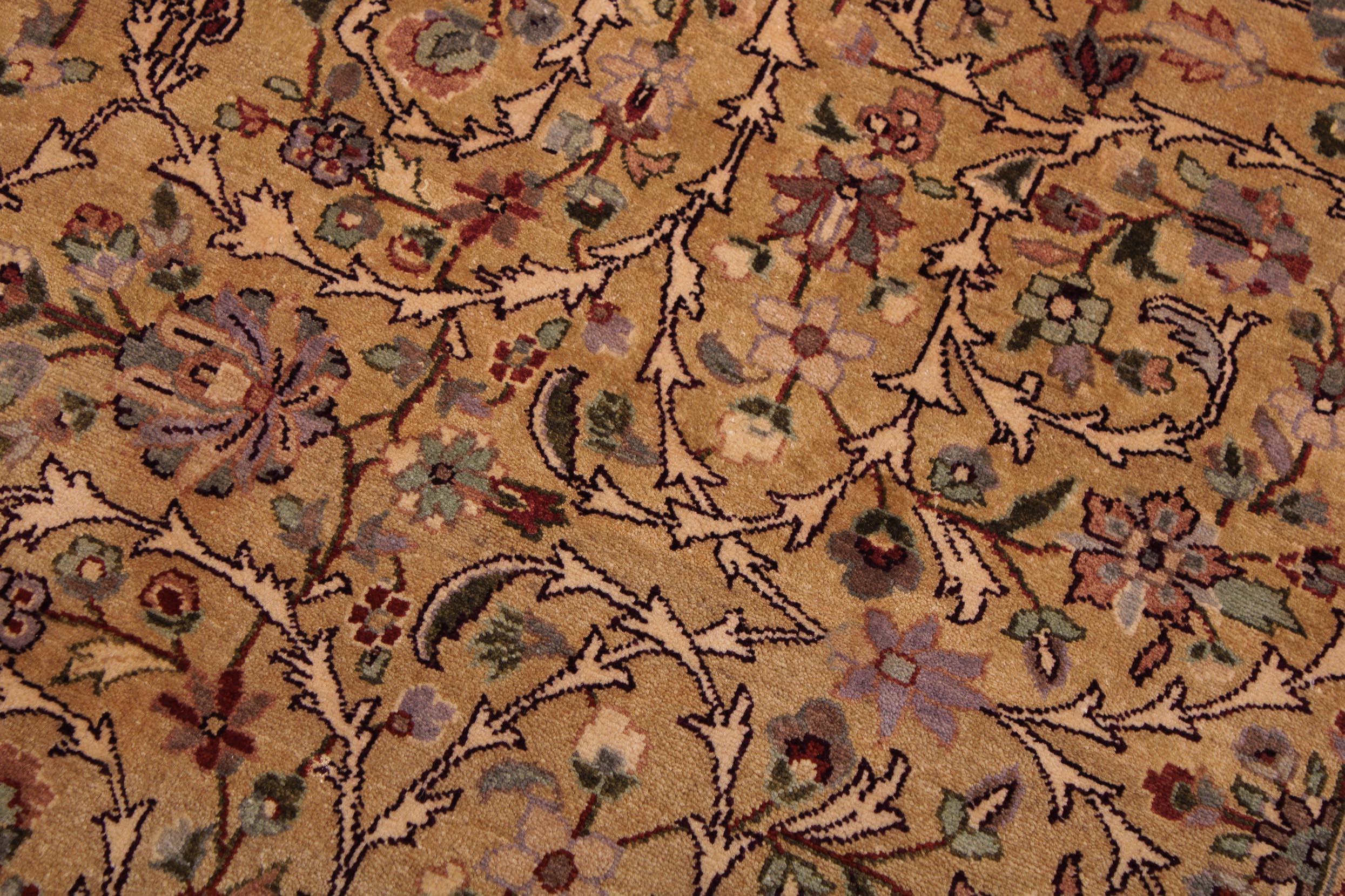 handmade Traditional Lahore Gold Drk. Red Hand Knotted RECTANGLE 100% WOOL area rug 9x12