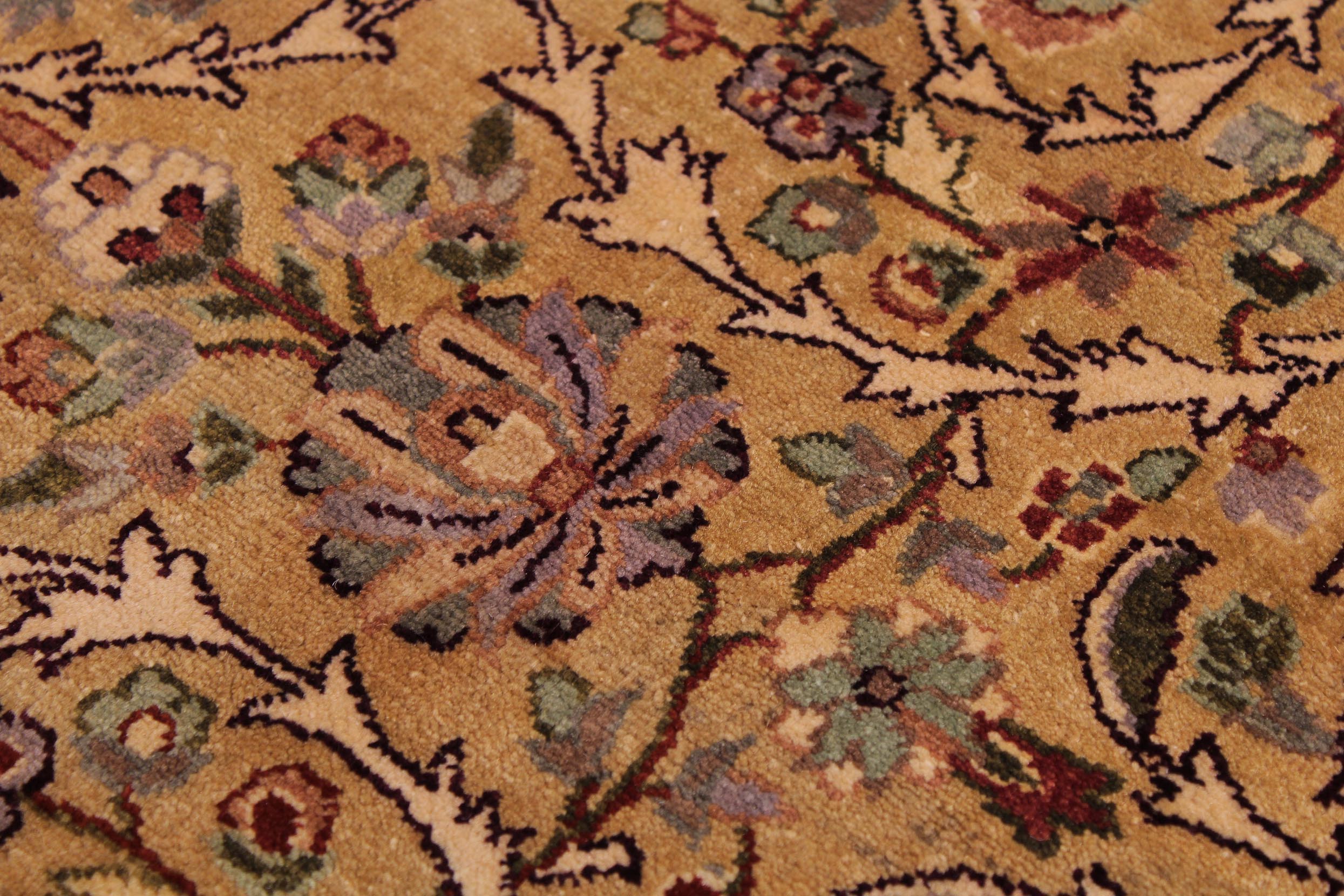 handmade Traditional Lahore Gold Drk. Red Hand Knotted RECTANGLE 100% WOOL area rug 9x12