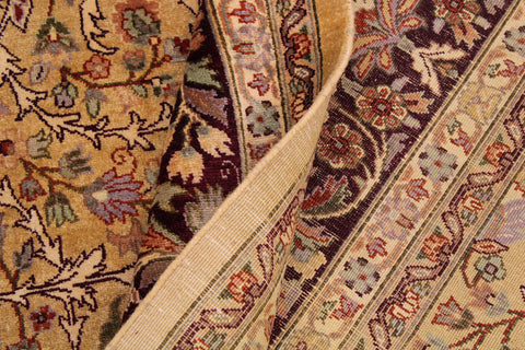 handmade Traditional Lahore Gold Drk. Red Hand Knotted RECTANGLE 100% WOOL area rug 9 x 12