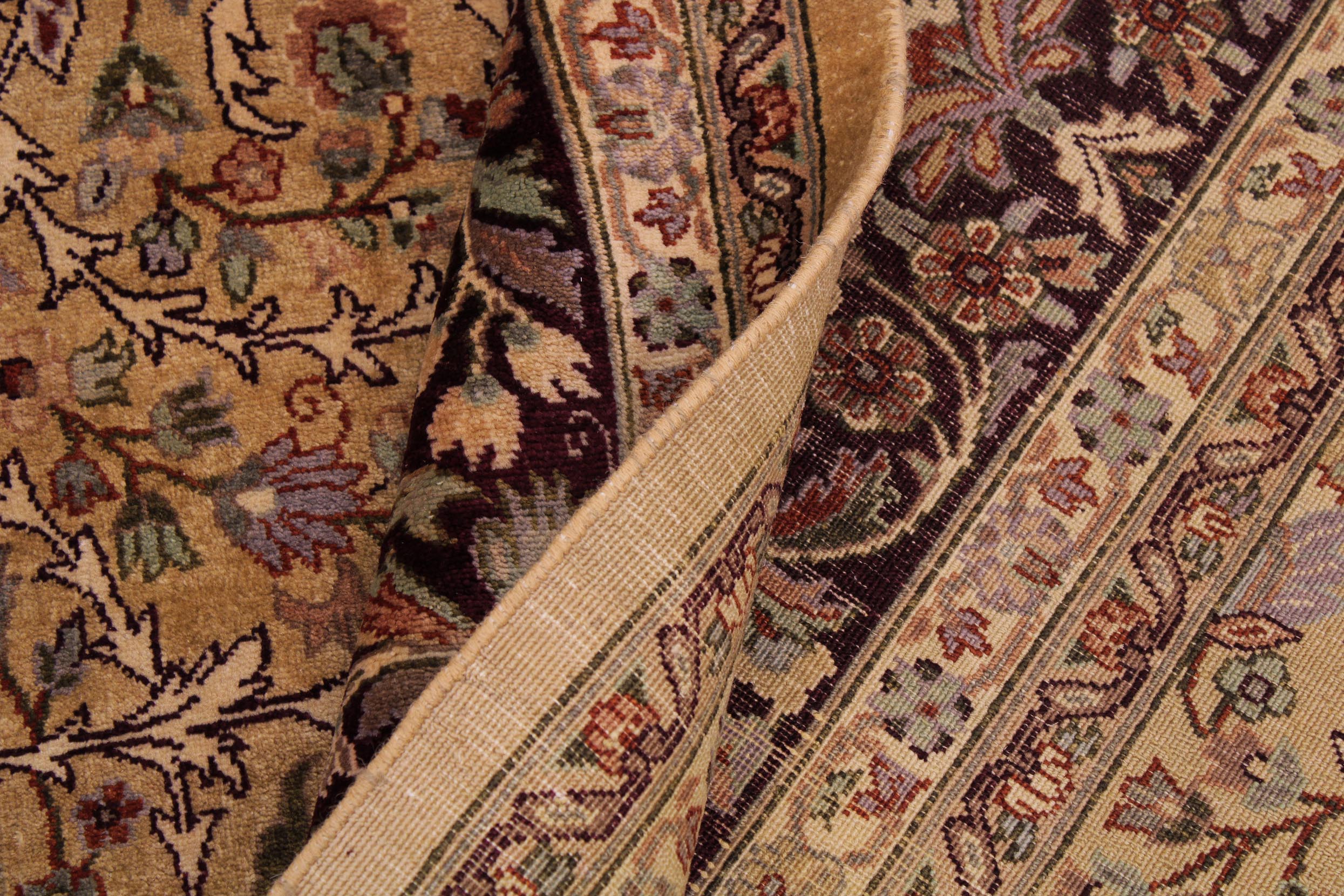 handmade Traditional Lahore Gold Drk. Red Hand Knotted RECTANGLE 100% WOOL area rug 9x12