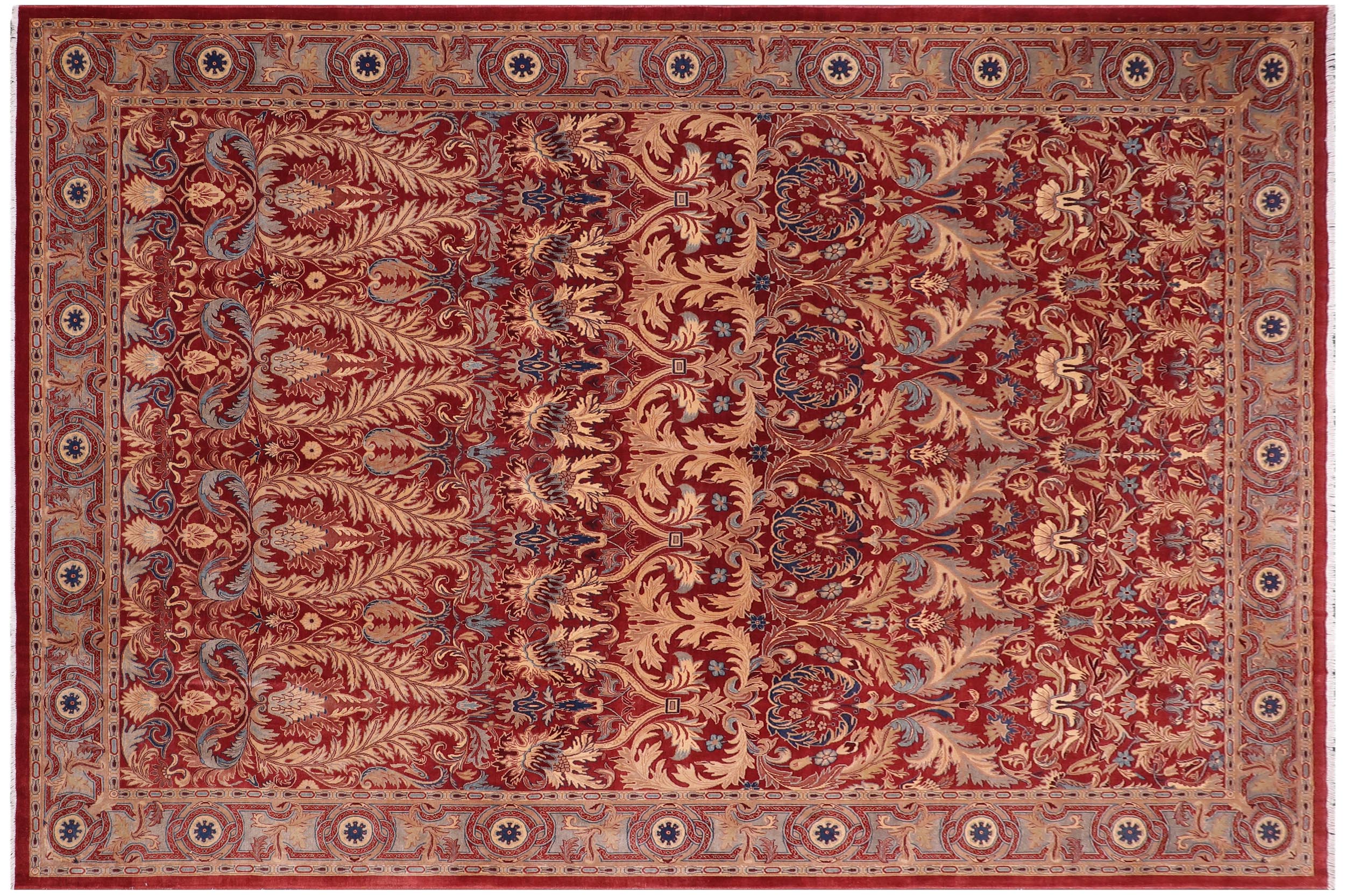 handmade Transitional Lahore Rust Rust Hand Knotted RECTANGLE 100% WOOL area rug 10' x 14'