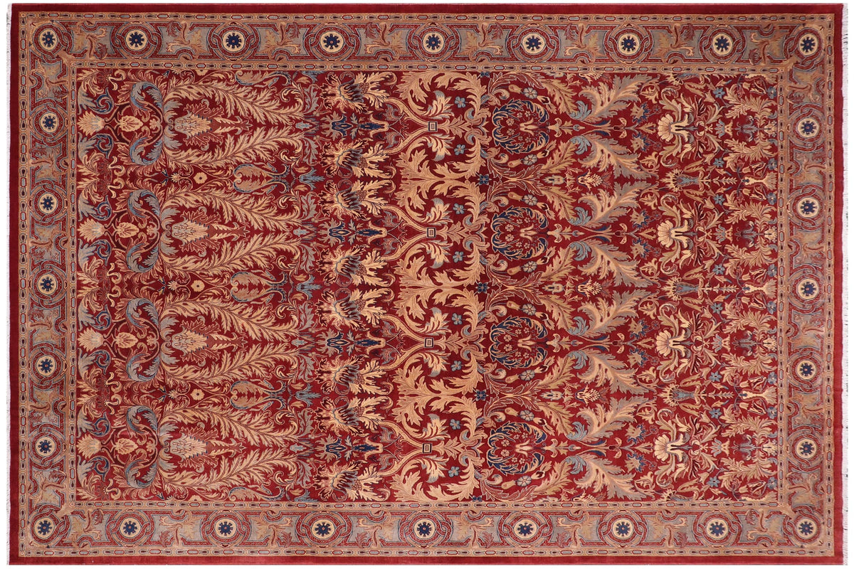 handmade Transitional Lahore Rust Rust Hand Knotted RECTANGLE 100% WOOL area rug 10' x 14'