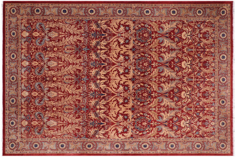handmade Transitional Lahore Rust Rust Hand Knotted RECTANGLE 100% WOOL area rug 10' x 14'
