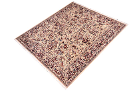 handmade Traditional  Ivory Red Hand Knotted RECTANGLE 100% WOOL area rug 10x14