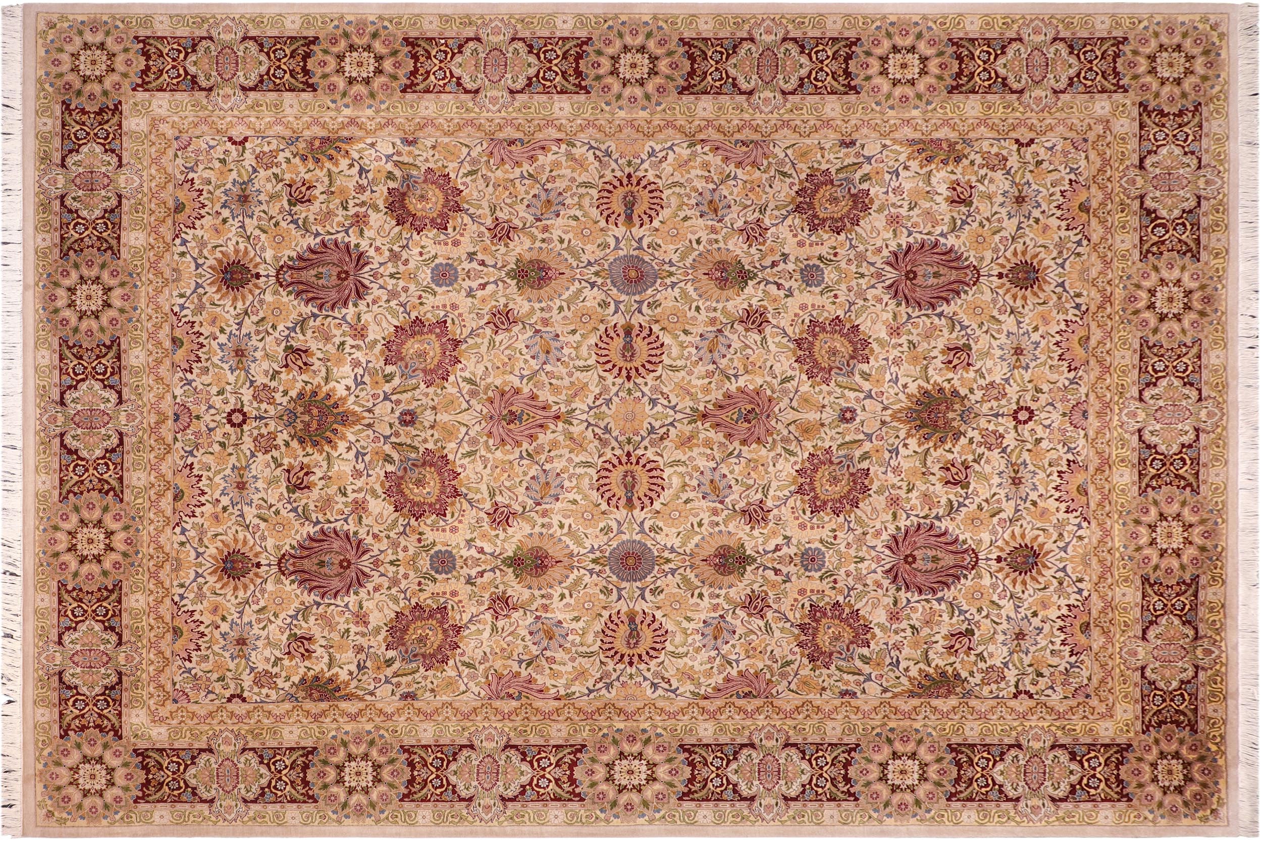 handmade Transitional Darwaish Tan Drk. Red Hand Knotted RECTANGLE 100% WOOL area rug 10x14
