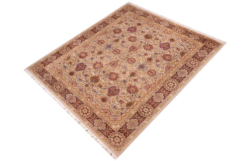 handmade Transitional Darwaish Tan Drk. Red Hand Knotted RECTANGLE 100% WOOL area rug 10x14