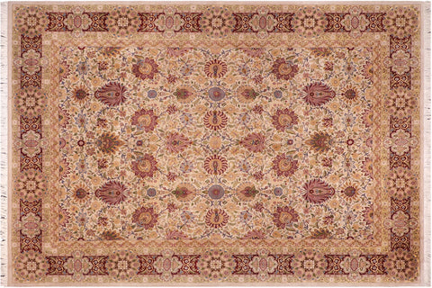 handmade Transitional Darwaish Tan Drk. Red Hand Knotted RECTANGLE 100% WOOL area rug 10x14
