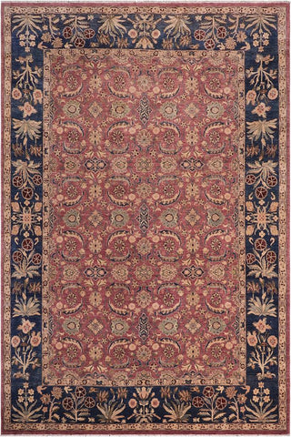 handmade Traditional Lahore Aubergine Blue Hand Knotted RECTANGLE 100% WOOL area rug 10'X14'